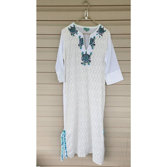 Antica Sartoria By Giacomo Cinque Ibiza Embroidered Boho Dress‎ Cover UpMedium - Picture 1 of 11